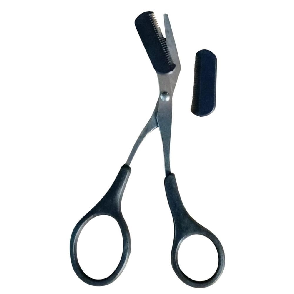 Tesoura De Aparar Sobrancelha Com Pente Cor Preta Conjunto