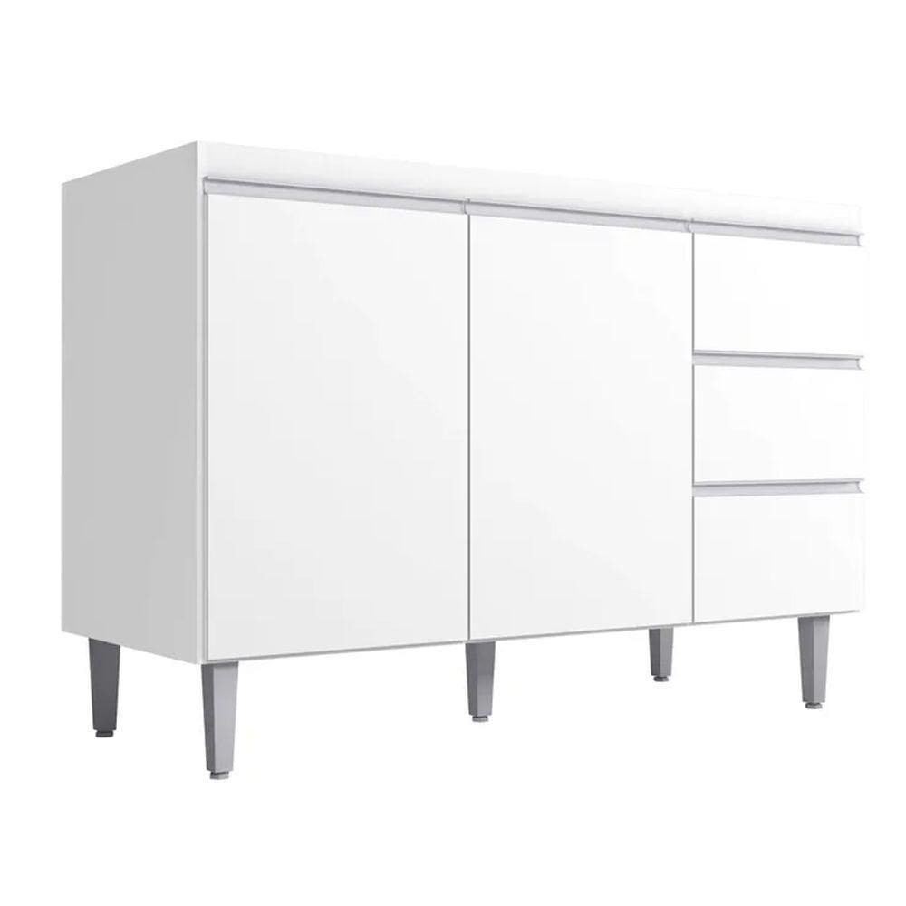 Balcão Gabinete Cozinha Andreia 120cm 2 Porta Ajl Móveis S-t Branco