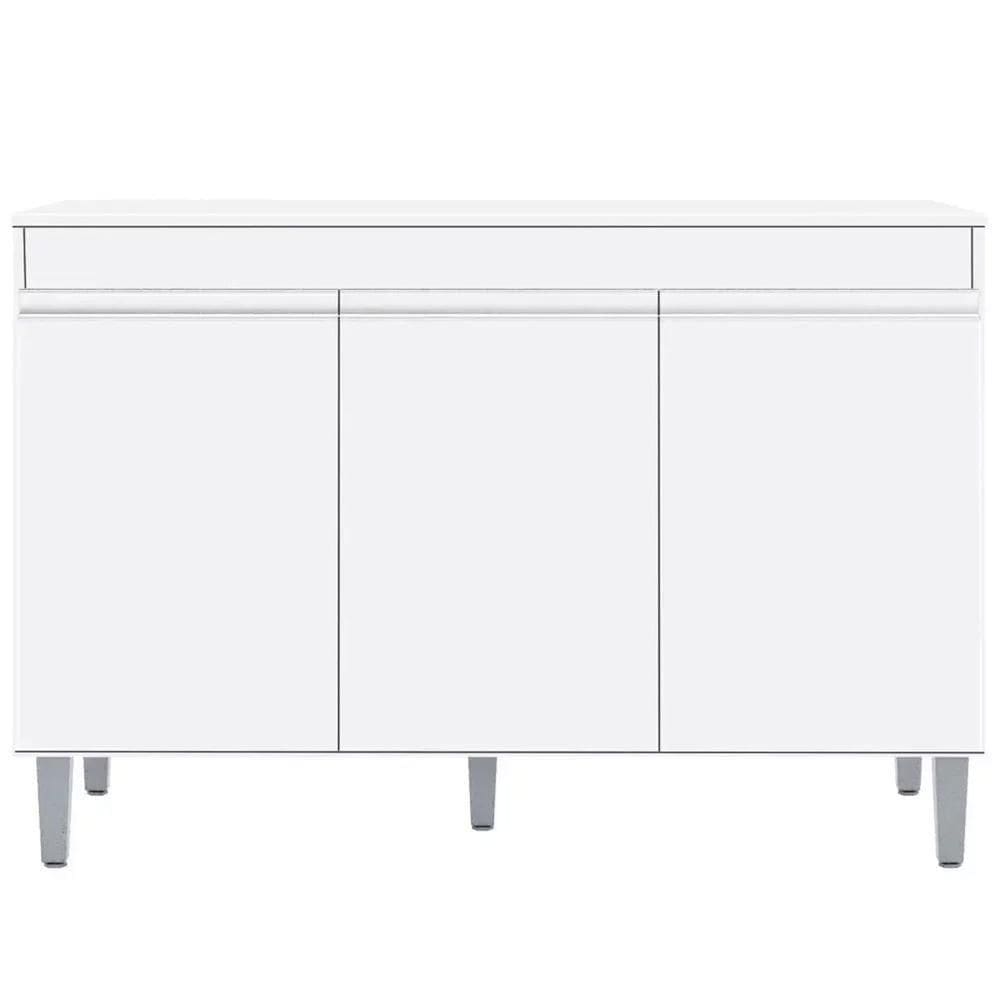 Balcão Gabinete Cozinha 120cm Manu 3 Portas Sem Tampo Ajl Branco