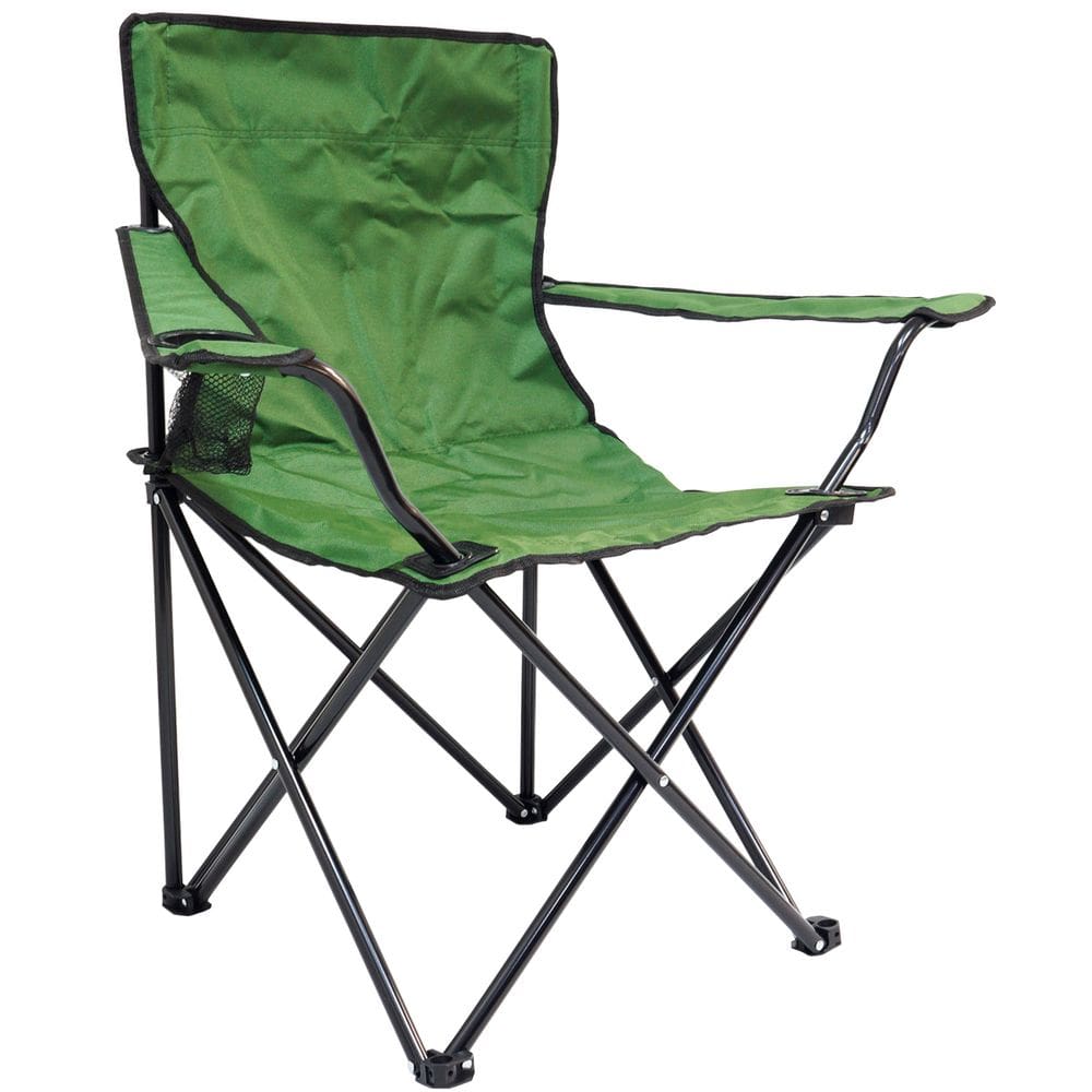 Cadeira Banco Banqueta Pesca Camping Praia com Apoio de Braço e Porta Copos Verde Importway Iwcdc-vd
