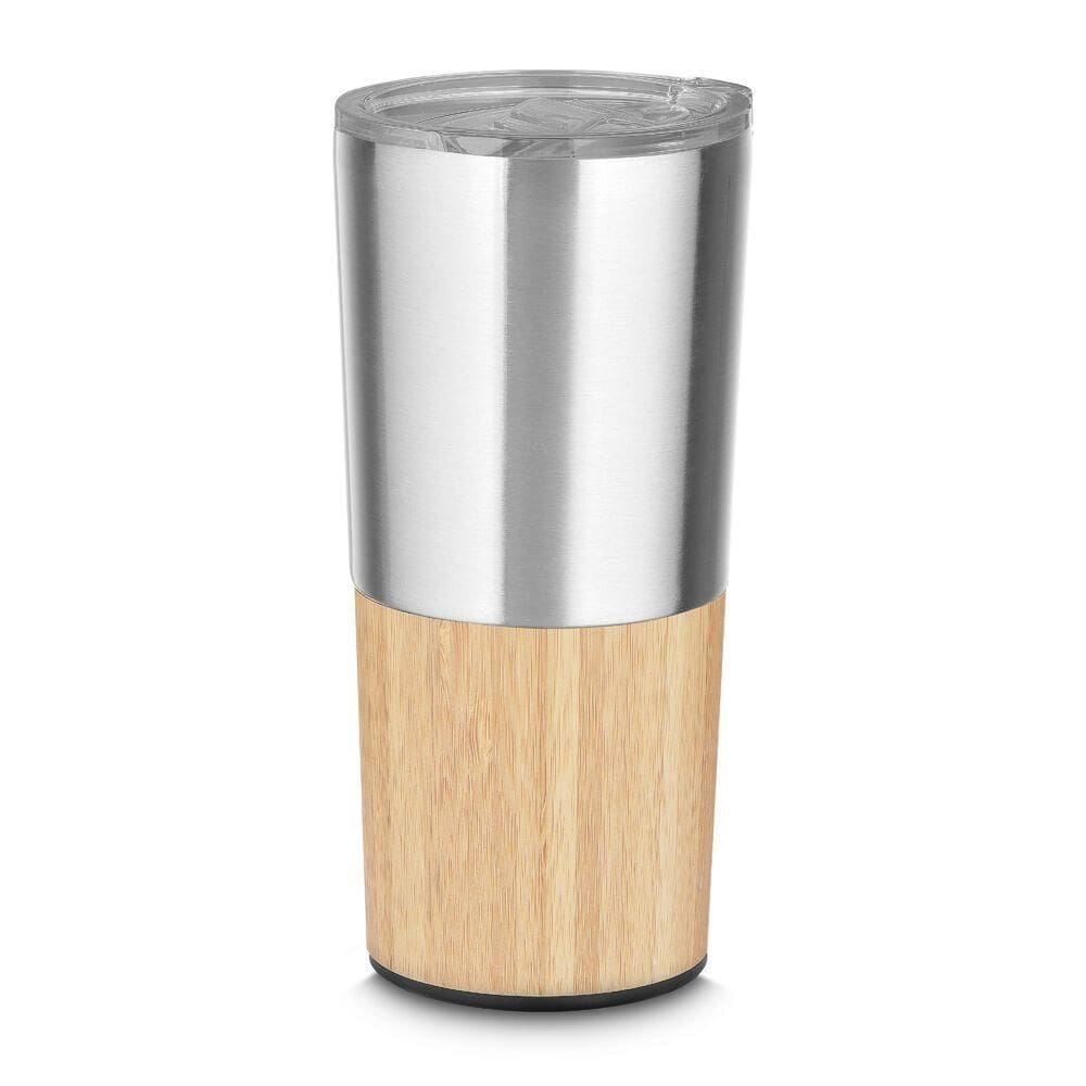 Copo Térmico Elegante De Bambu E Aço Inox 550ml - Estilo E Funcionalidade Para Suas Bebidas