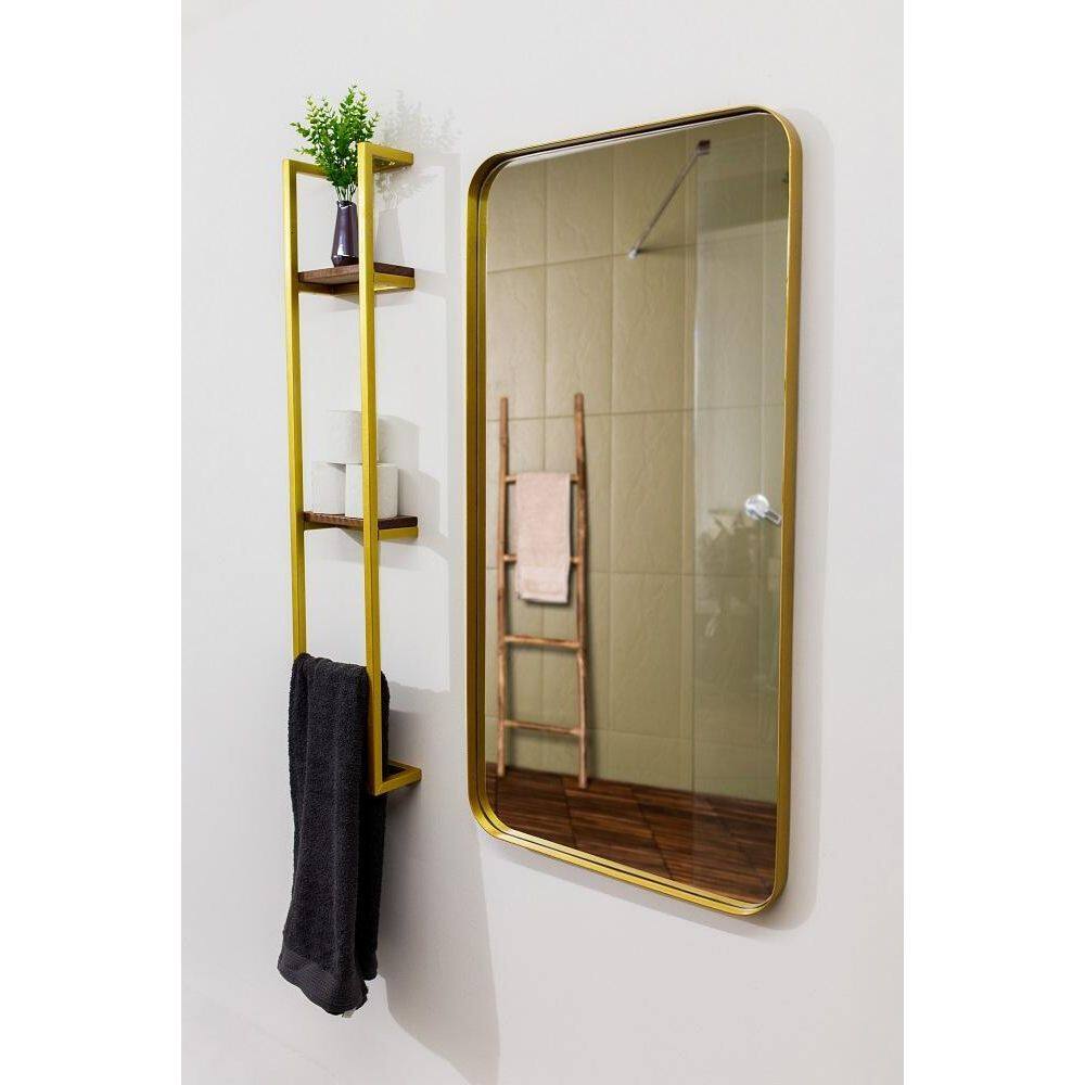 Espelho Luxo Retangular Retrô 90X60Cm Hall Moldura Dourado