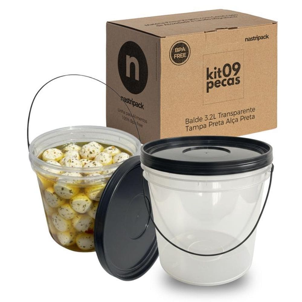 Balde Transparente Com Tampa Lacre - 9 Pçs