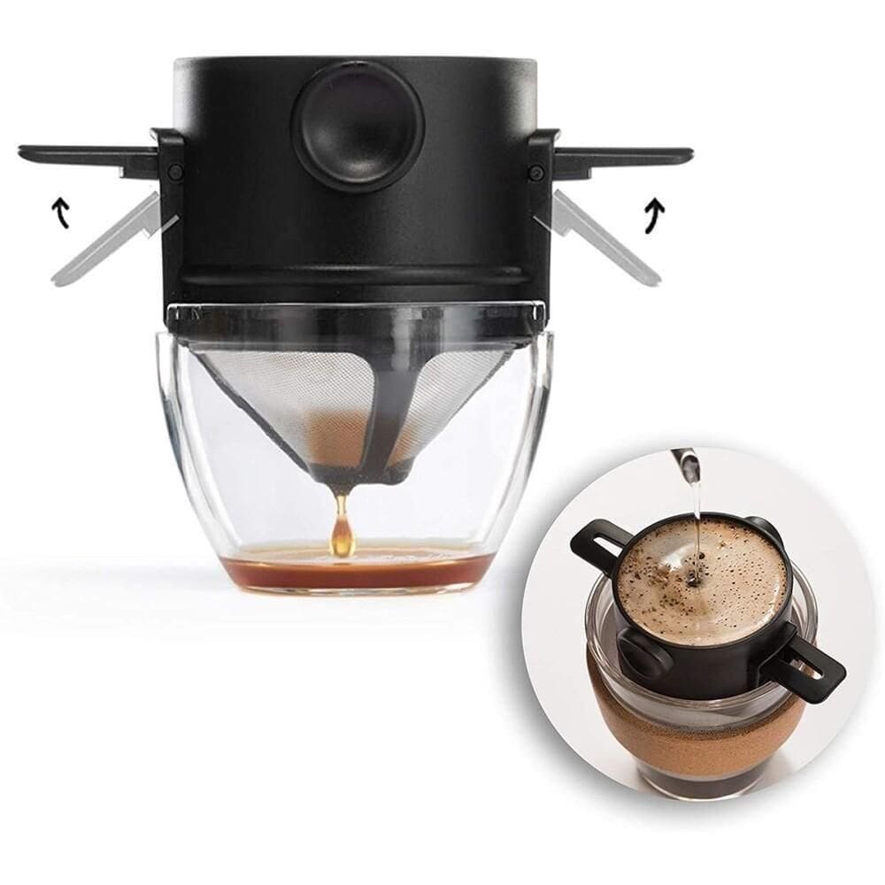Coador Cafe Filtro Inox Portatil Mini Retratil Individual Reutilizavel Sem Papel Copo Xicara