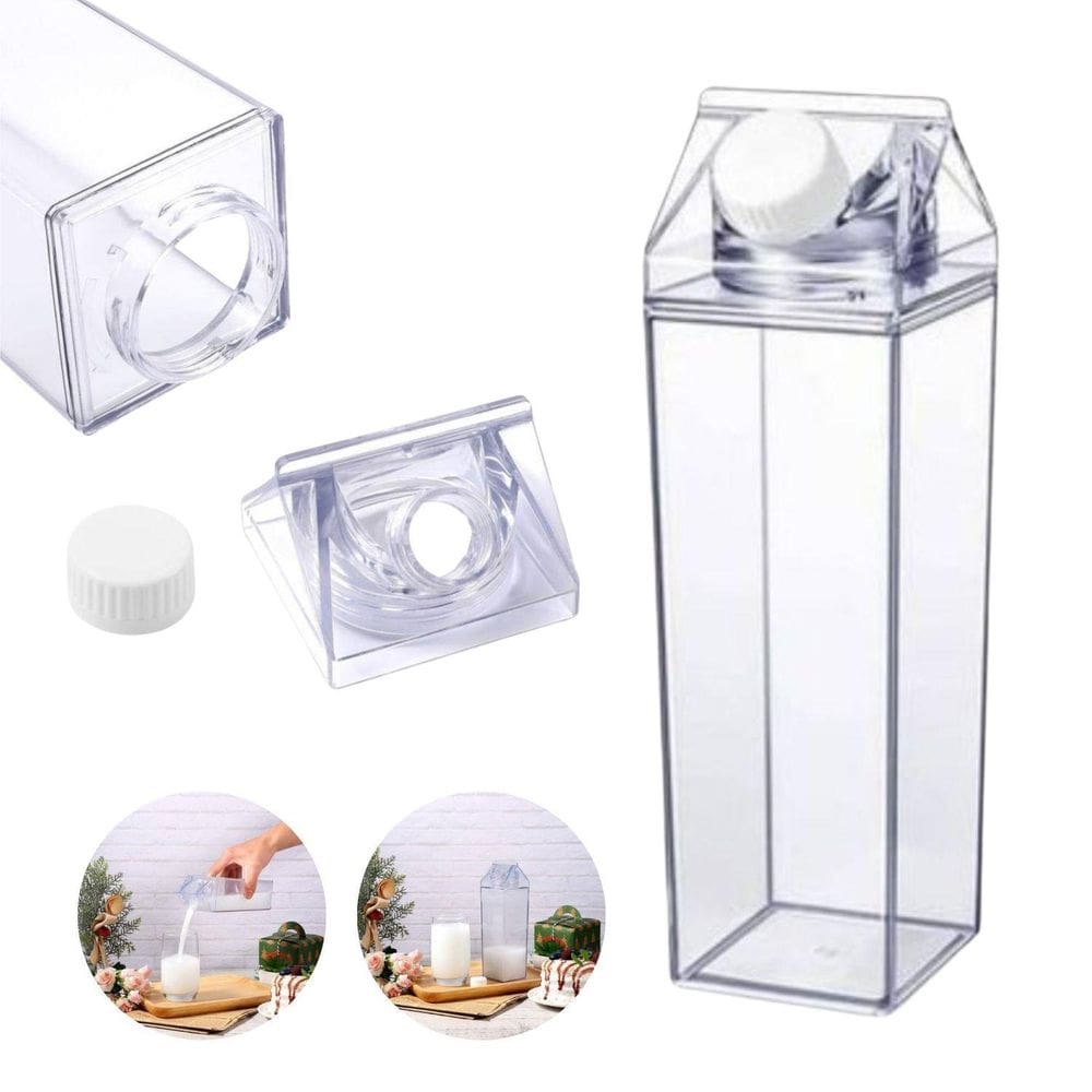 Garrafa Grande Caixa De Leite Suco Água Transparente 500Ml