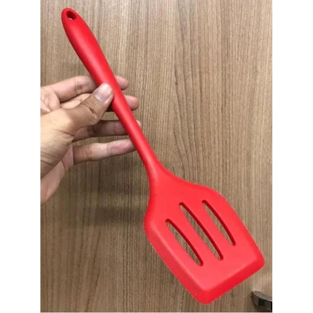 2X Espatula Chapeiro De Silicone Vazada Fritura Vermelha 29C