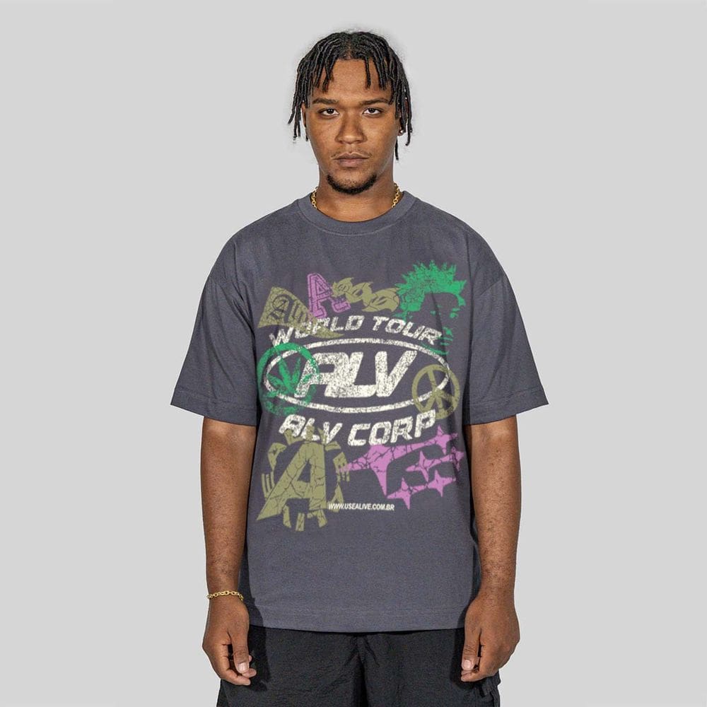 Camiseta Alive Oversized Tour Cinza