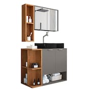 Gabinete Banheiro Star com Espelheira e Cuba Dalla Preta