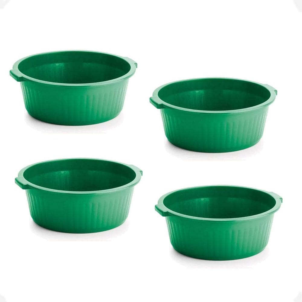 Kit 4 Balde Bacia Multiuso De Plástico Canelada 12 Litros