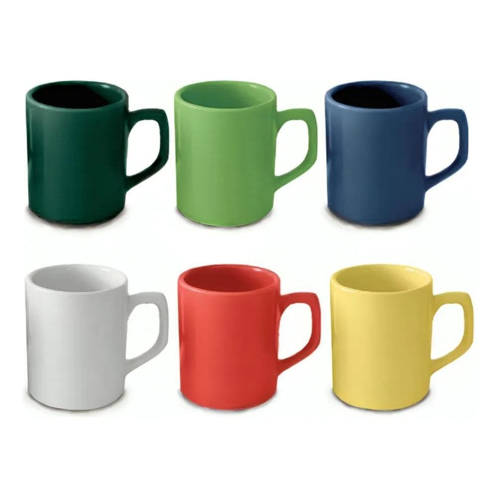 2X Jogo 6 Canecas Coloridas 85Ml Cerâmica Café Chá Mesa Post