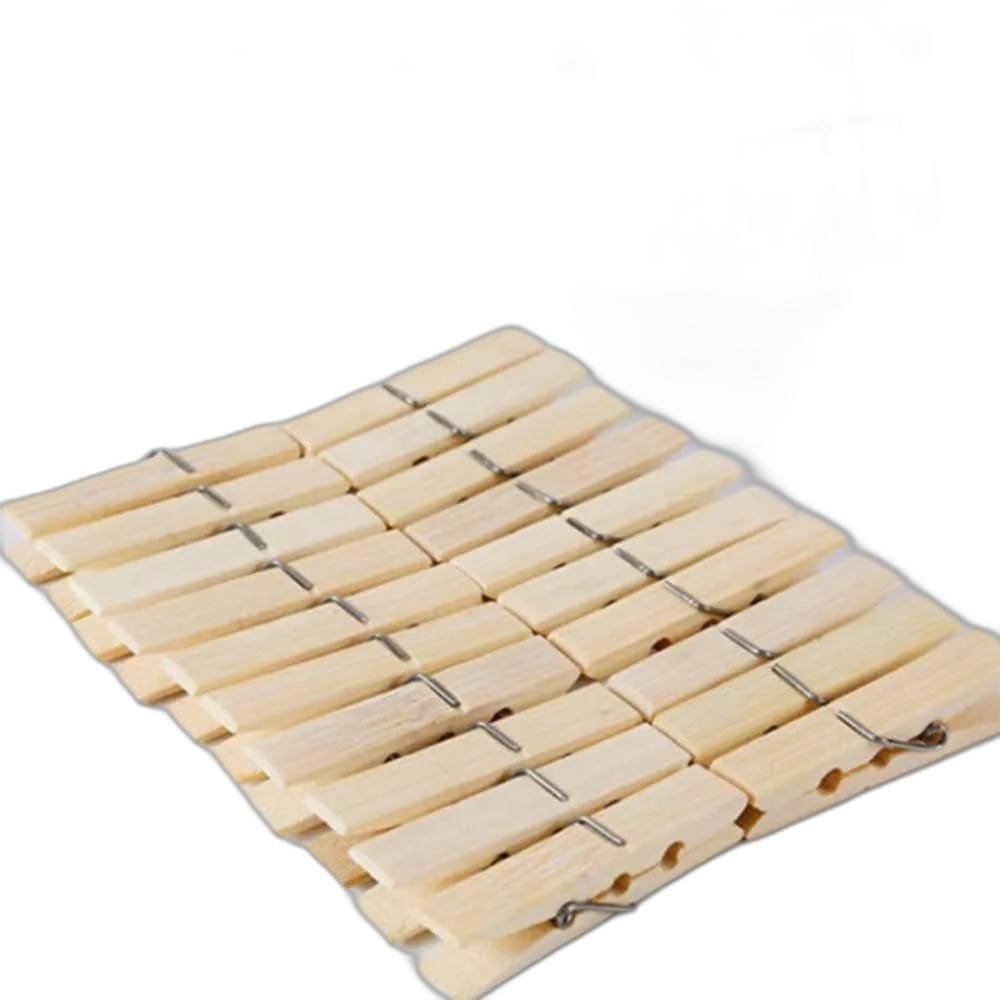 2X Prendedor De Roupa De Bambu Com 40 Unidades