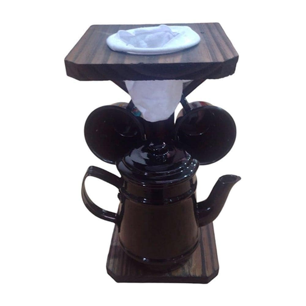 Conjunto Café Com Bule De Alumínio E Suporte Rústico - Black