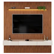 Painel Para TV Até 65 Polegadas 2,23m Ripado Autêntico Com Led Montreal Com Nicho Efraín