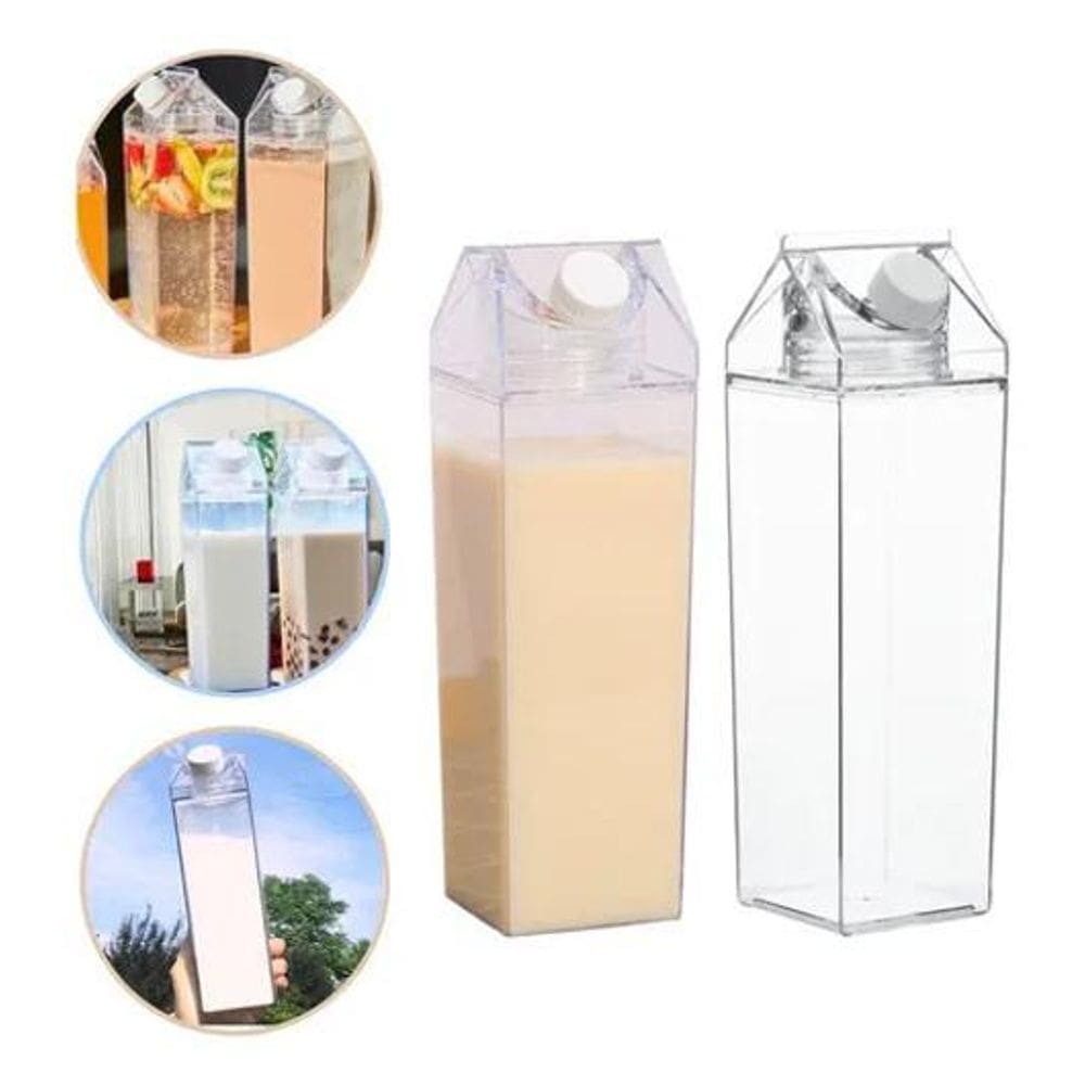 2X Garrafa Caixa De Leite Geladeira Água Suco Acrílico 1000M