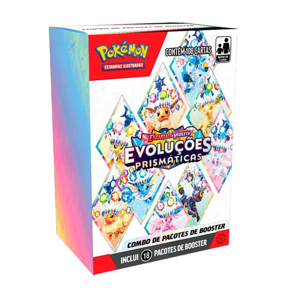 Combo de Booster Pokémon Escarlate e Violeta Evoluções Prismáticas EV 8.5 108 Cartas 35595 10046 - Copag
