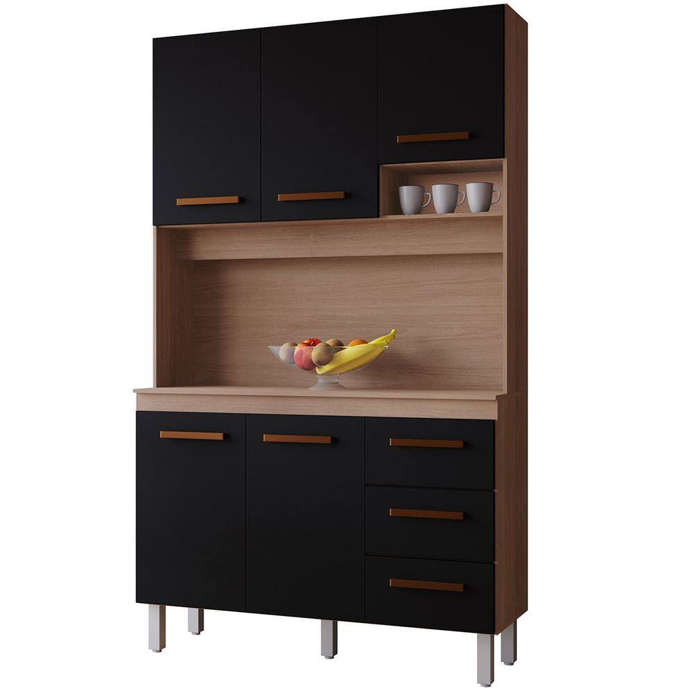 Kit de Cozinha 5 Portas 3 Gavetas com Nicho Vitorina
