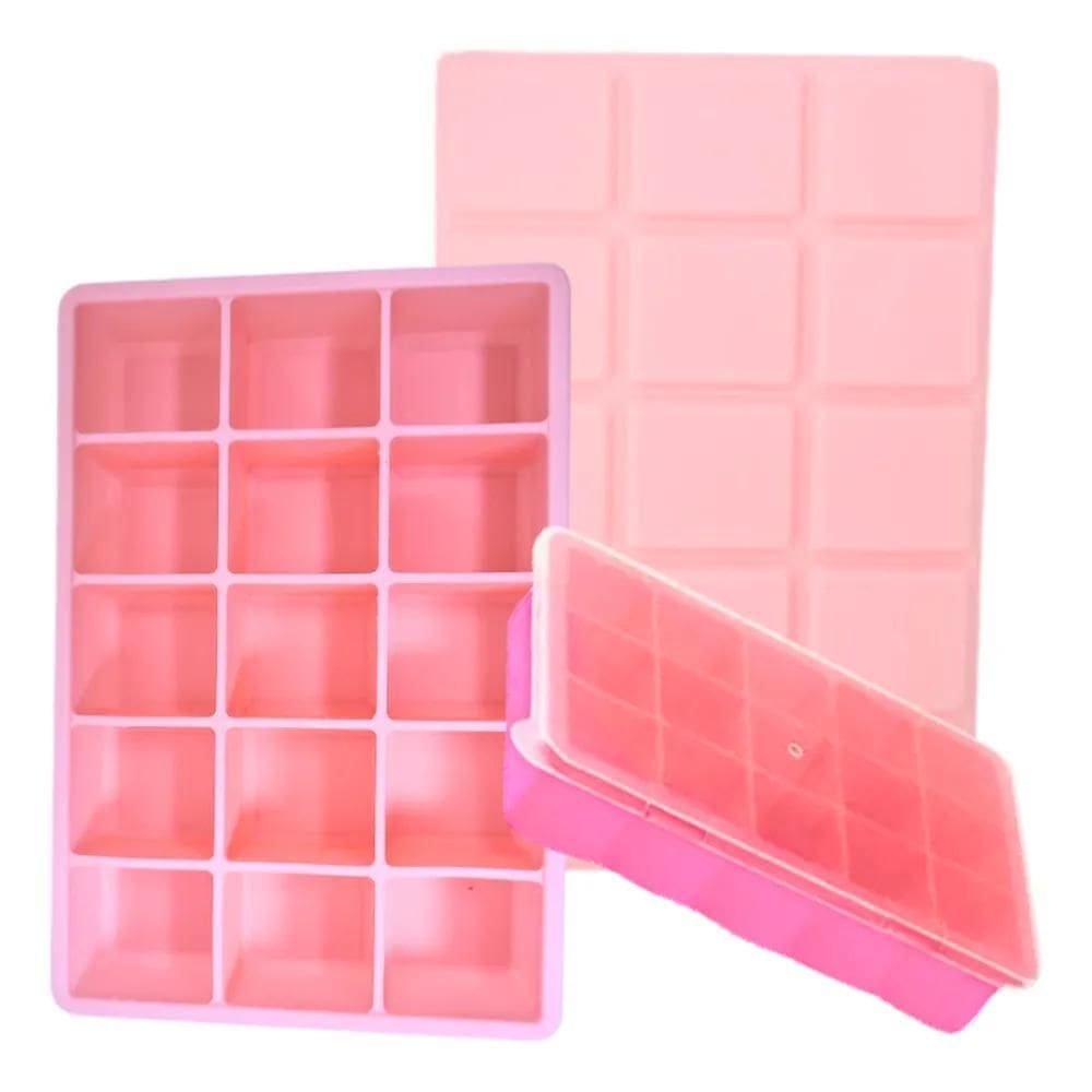 2X Forma Gelo Silicone Cubos Drink Papinha Fruta Tampa Sorti