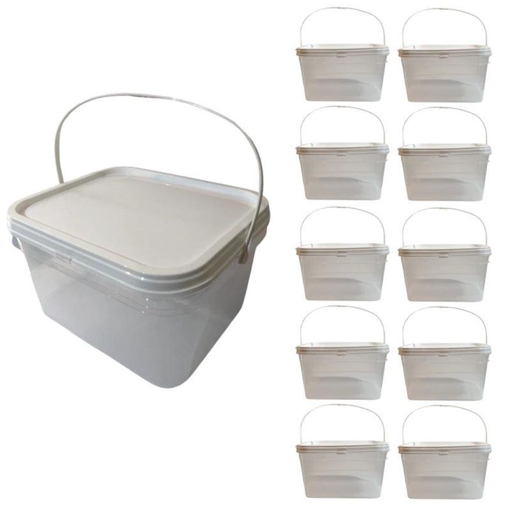 Balde Retangular Transparente Armazenar Peixe-Kit 10 Pçs