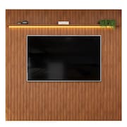 Painel Para TV Até 65 Polegadas 2,23m Ripado Autêntico com Led e Prateleira Montreal Madeirado