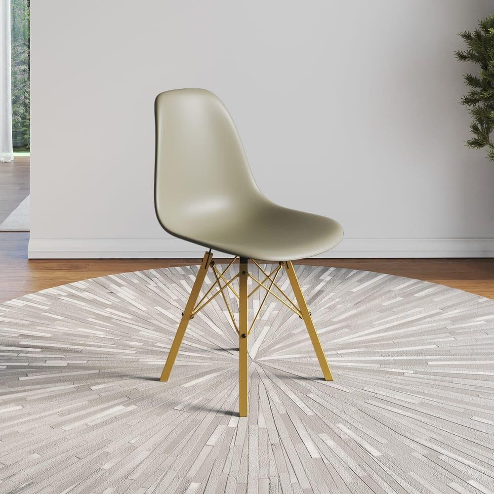 Cadeira Eames Estilo Moderno Em Ferro Dourado Com Assento Fendi