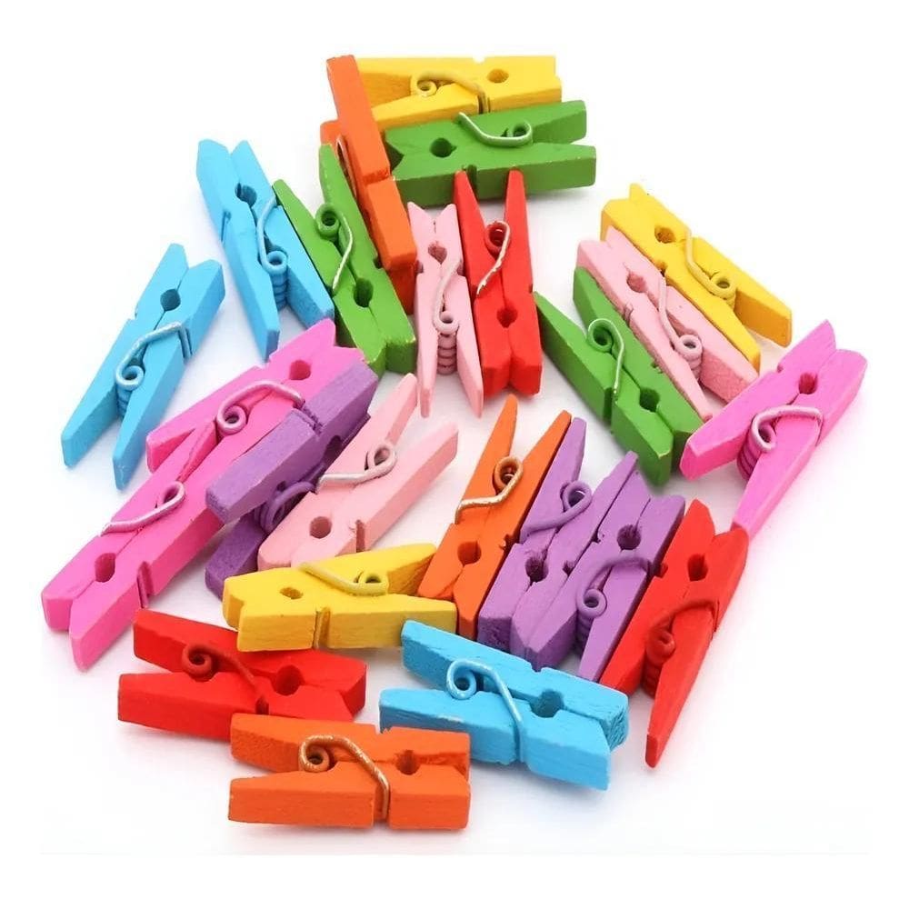 2X 50 Mini Prendedor Pregador 2.5Cm De Madeira Cores Variada
