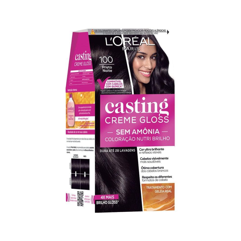 Tintura Casting Creme Gloss L`oréal Paris 100 Preto Noite