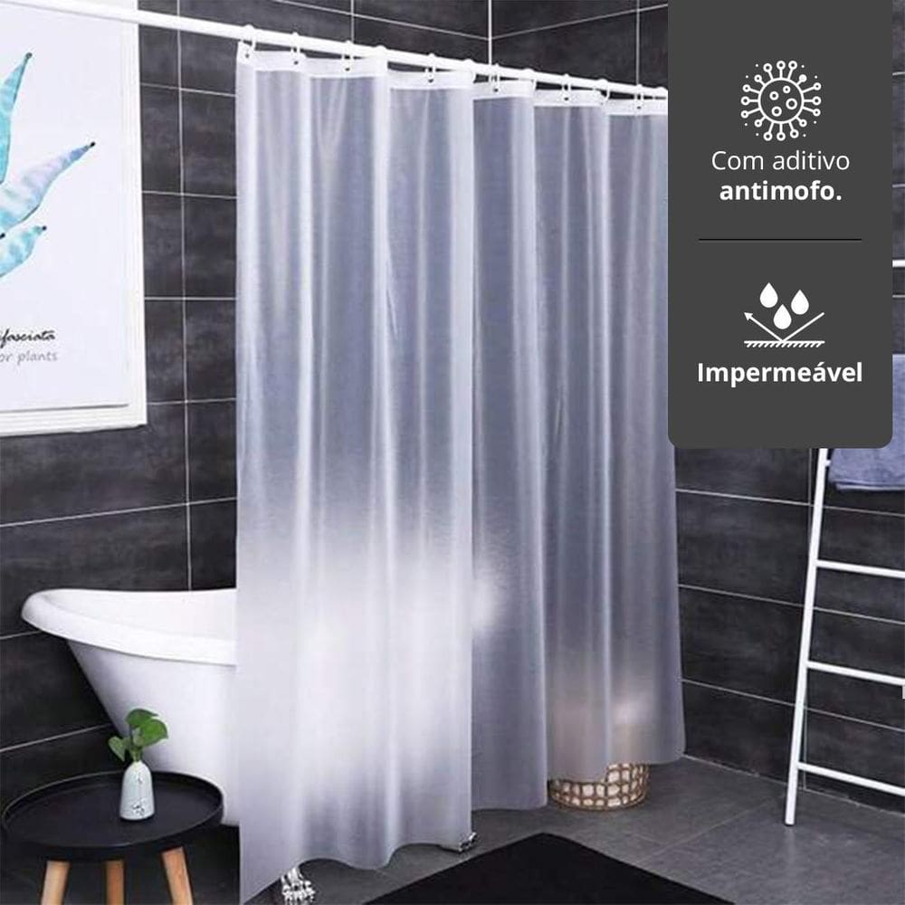 10 Cortina Box Banheiro Fosca Incolor Pvc Antimofo