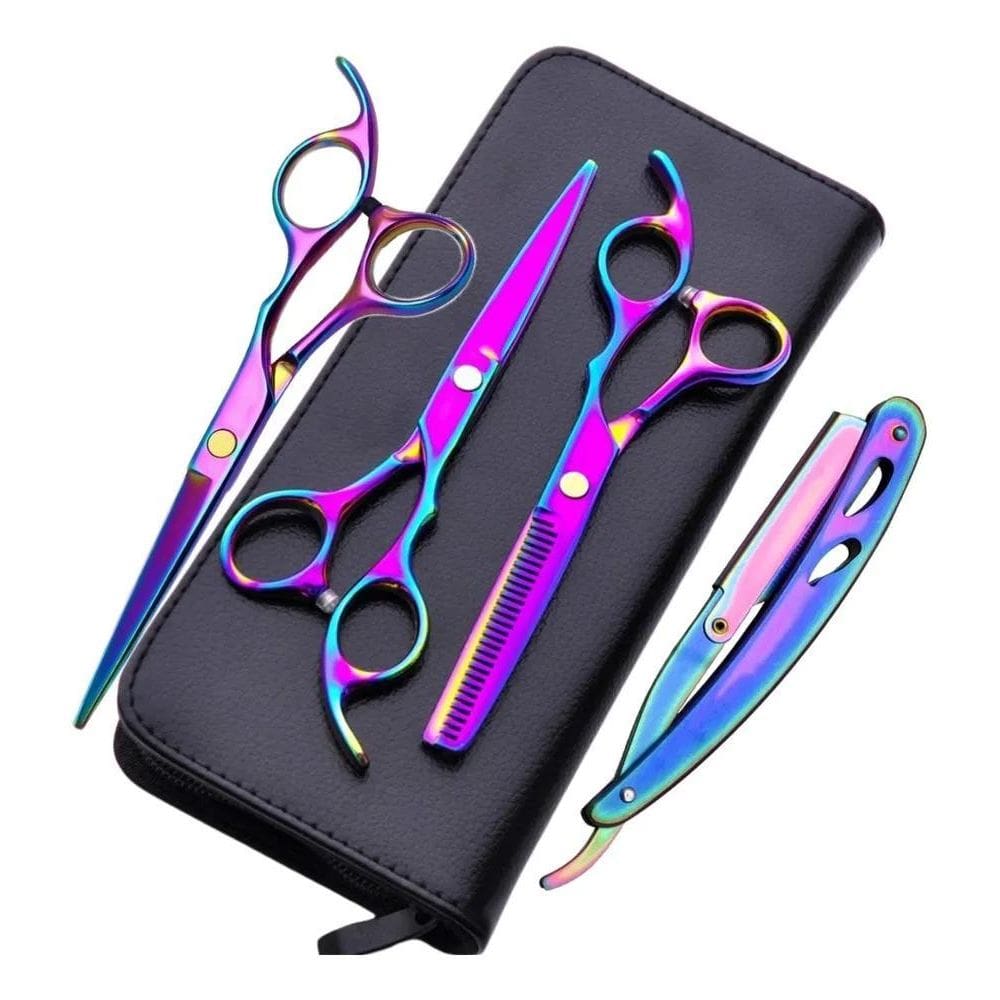 10X Kit Tesoura Fio Laser E Fio Navalha Desbaste Profission