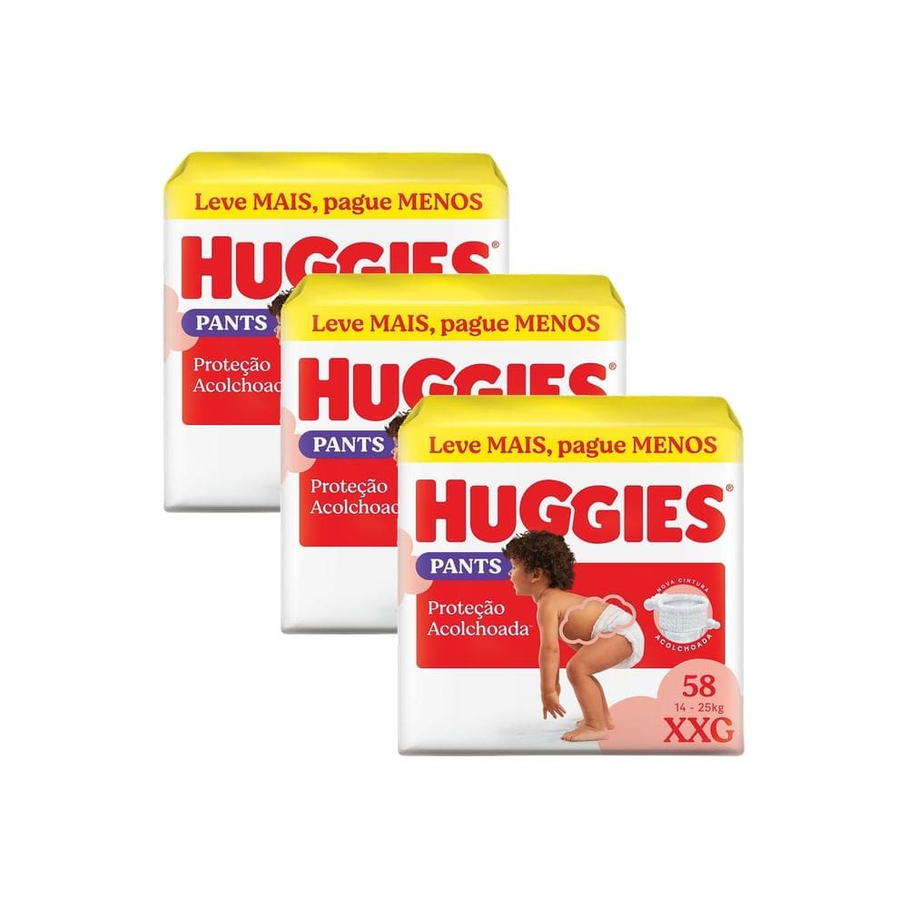 Kit 3 Fralda Roupinha Huggies Supreme Care Tamanho XXG 58 Unidades Descartáveis