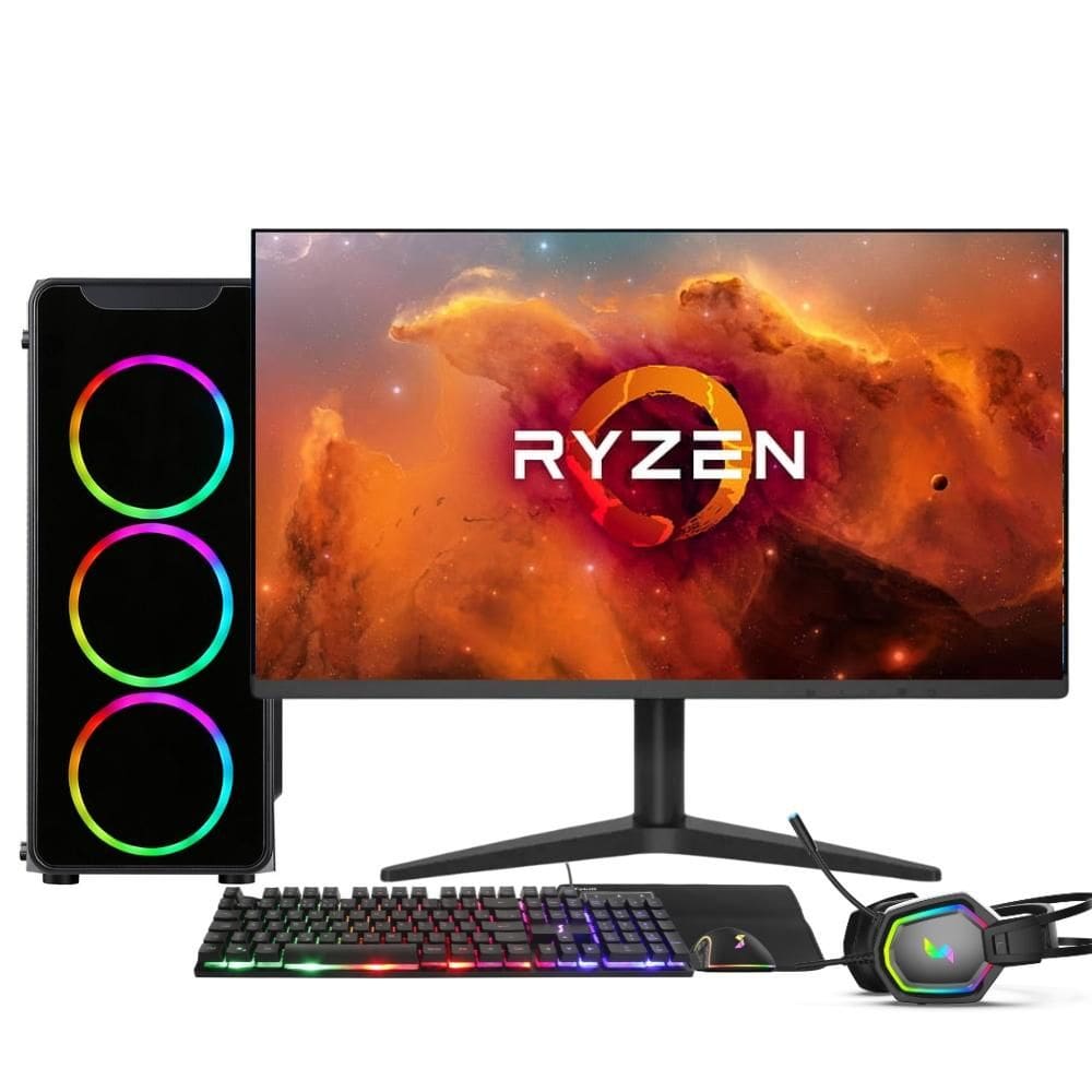 PC Gamer Completo AMD Ryzen 7 5700G, Gráficos Radeon VEGA 8, 16GB DDR4, SSD 512GB, Fonte 500W, Monitor 21.5” 75Hz, 3green Force - 3F-016