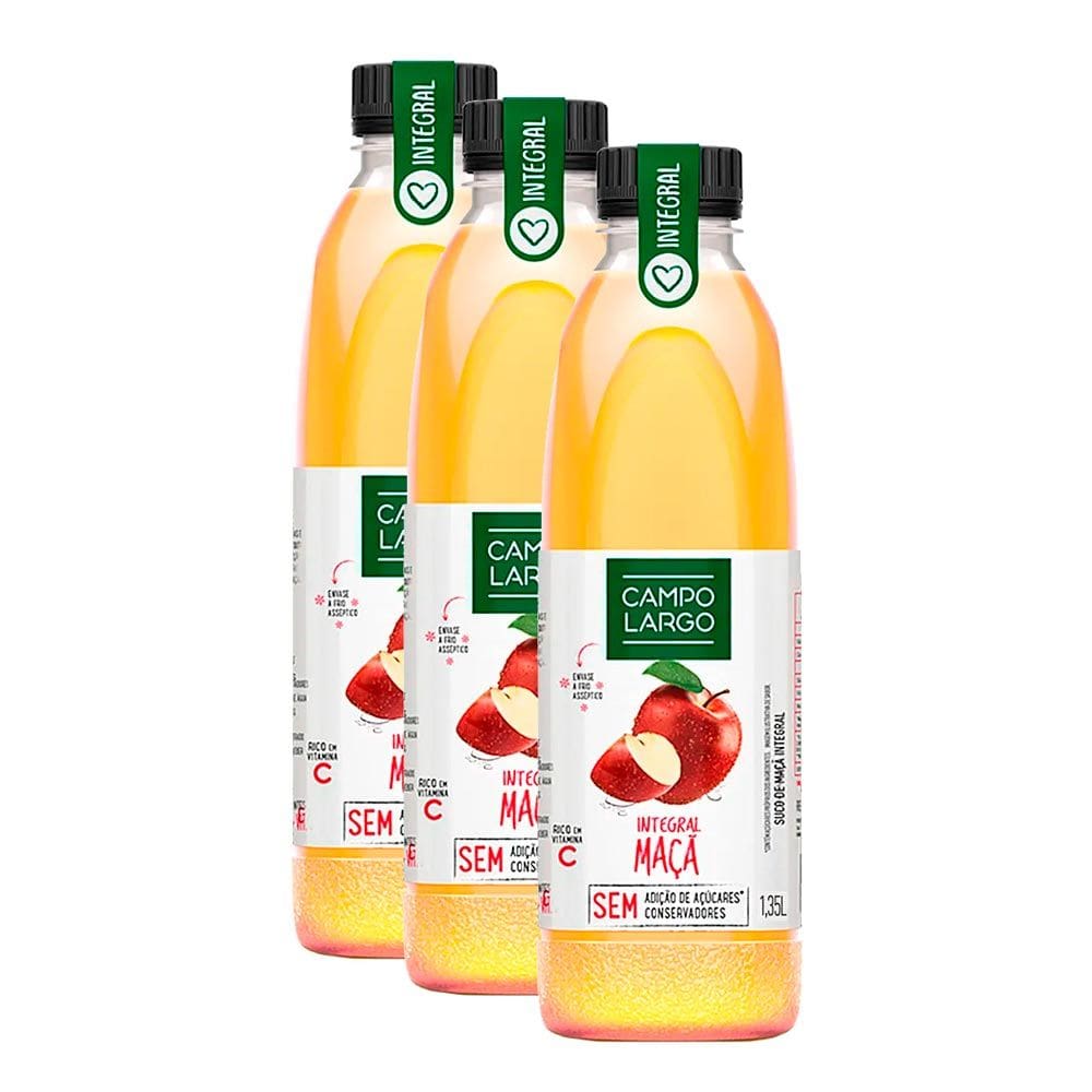 Kit 3 Suco de Maçã Integral Campo Largo 1,35l