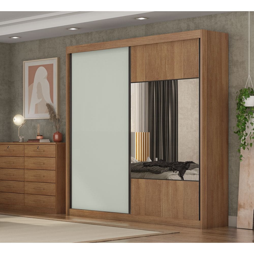 Guarda Roupa Versatto 4 Gavetas Com Espelho - Cumaru