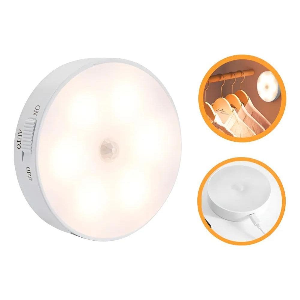 3X Kit C/3 Lâmpada Inteligente Sem Fio Sensor Recarregável