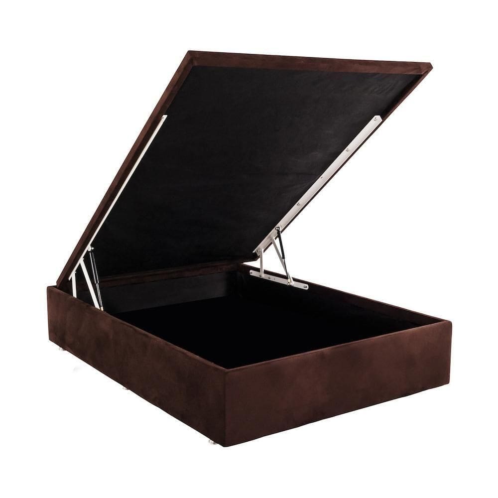 Base Baú Camurça Marrom Casal (138X188X39) - Ortobom