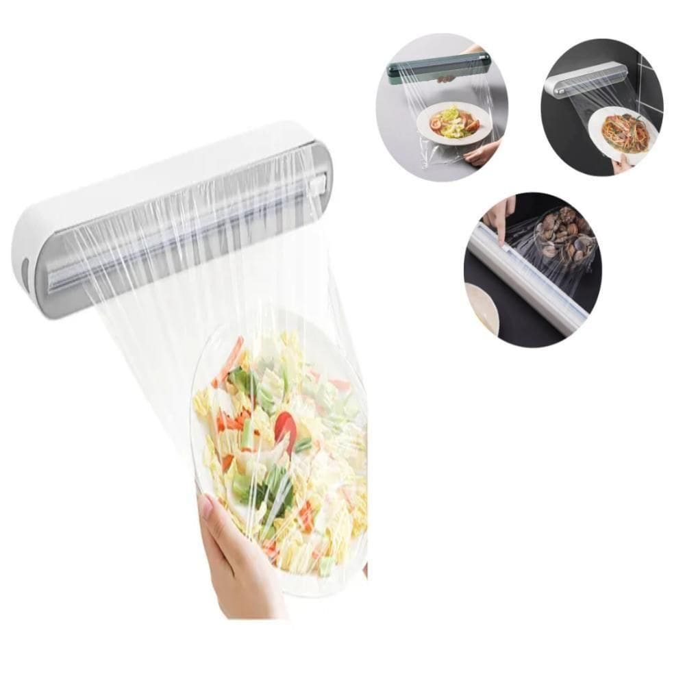 Suporte Porta Papel Filme Aluminio Cortador Embutido Organizador Dispenser Cozinha Embalagem Alimentos Pvc Portatil Sem