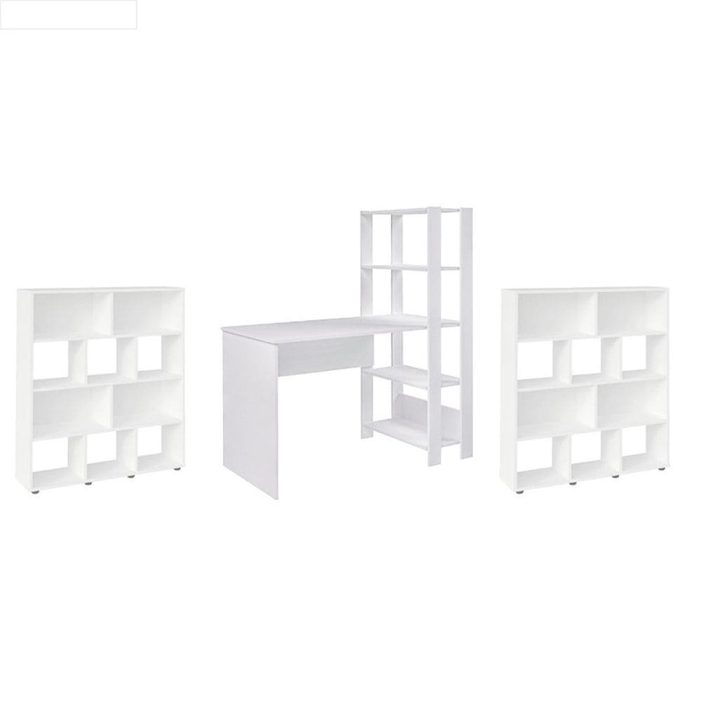 Conjunto Sala de Estar: Escrivaninha Match + 2 Estante Book