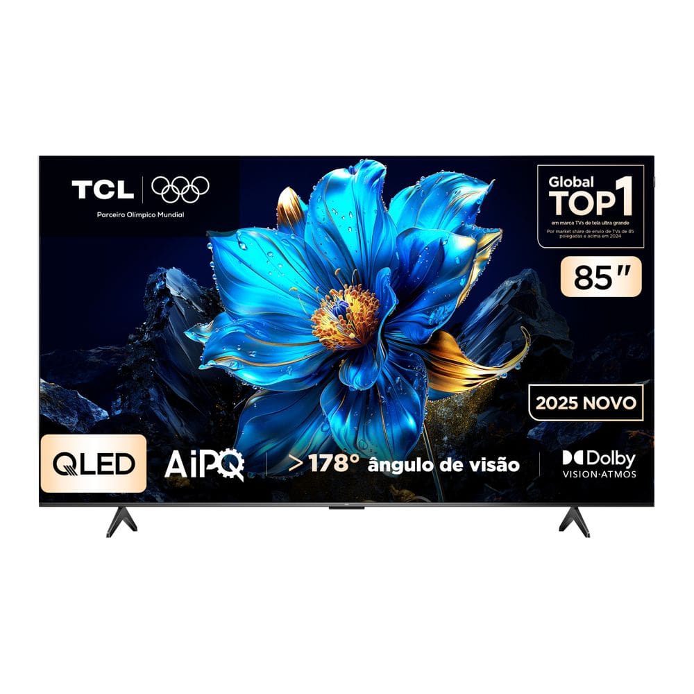 Smart TV TCL 85 Polegadas QLED 4K P7K WiFi Bluetooth Google TV HDR10+ Dolby Atmos Dolby Vision 85P7K