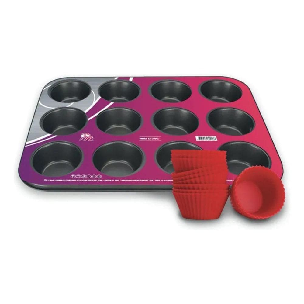 2X Forma Para Cupcakes Em Casa Tem Silicone 12 Compartimento