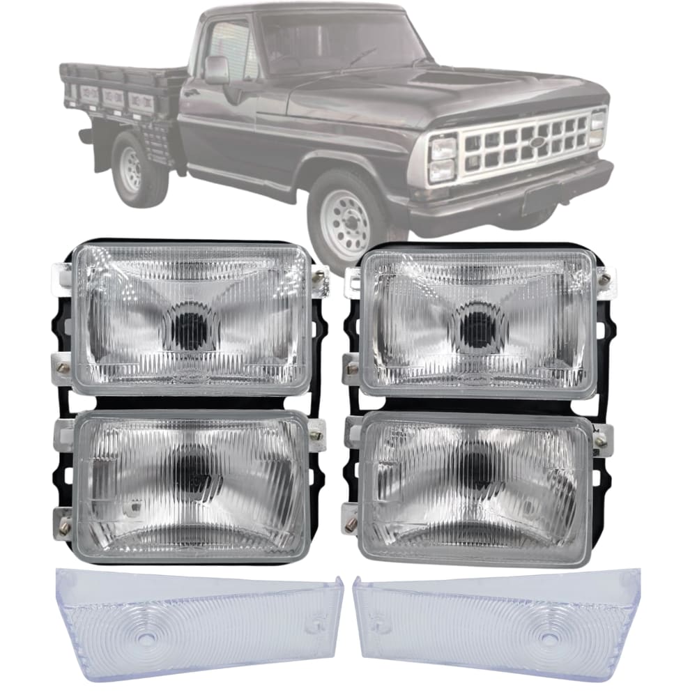 Kit Farol F1000 F4000 85 86 87 88 89 90 91 92+lente Cristal