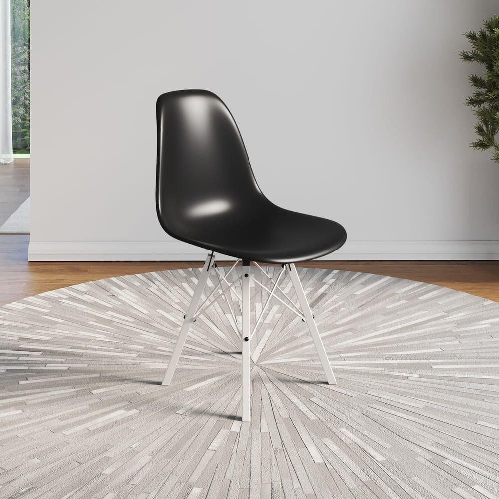 Cadeira Eames Tubo Ferro Branco Assento Preto