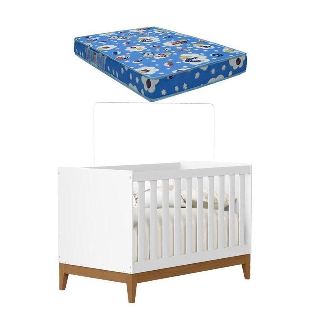 Berço Americano Flip Branco Acetinado Com Colchão - Reller