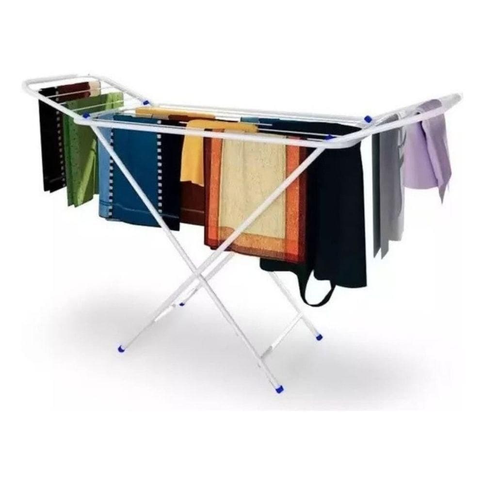 Varal De Roupa Retrátil De Chão Com Abas Suporta 12kg - Branco