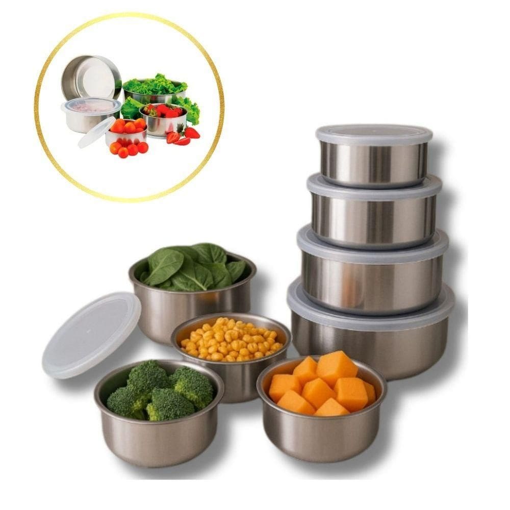 Kit Conjunto 5 Potes Inox Herméticos Bavaria Com Tampa