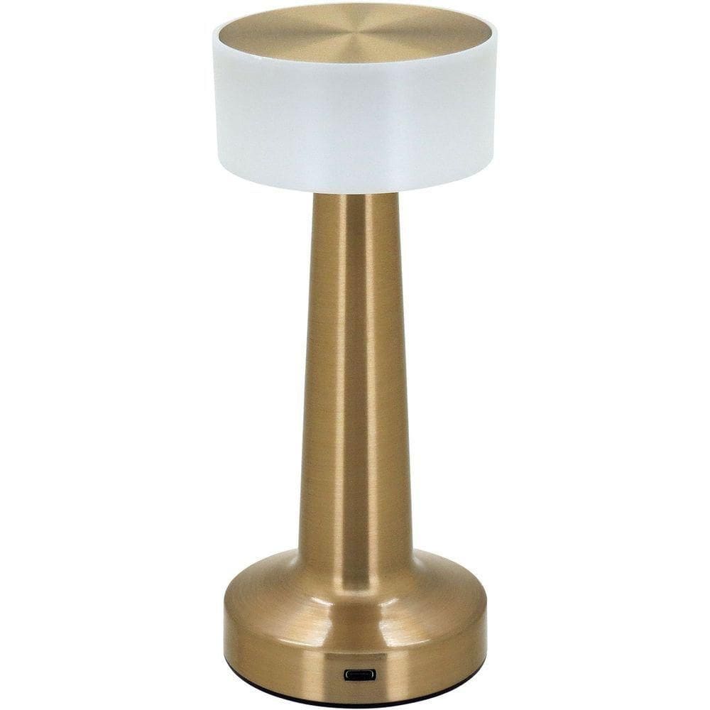 Abajur Decorativa Led Mesa Usb Metal Gold 21x9x9cm