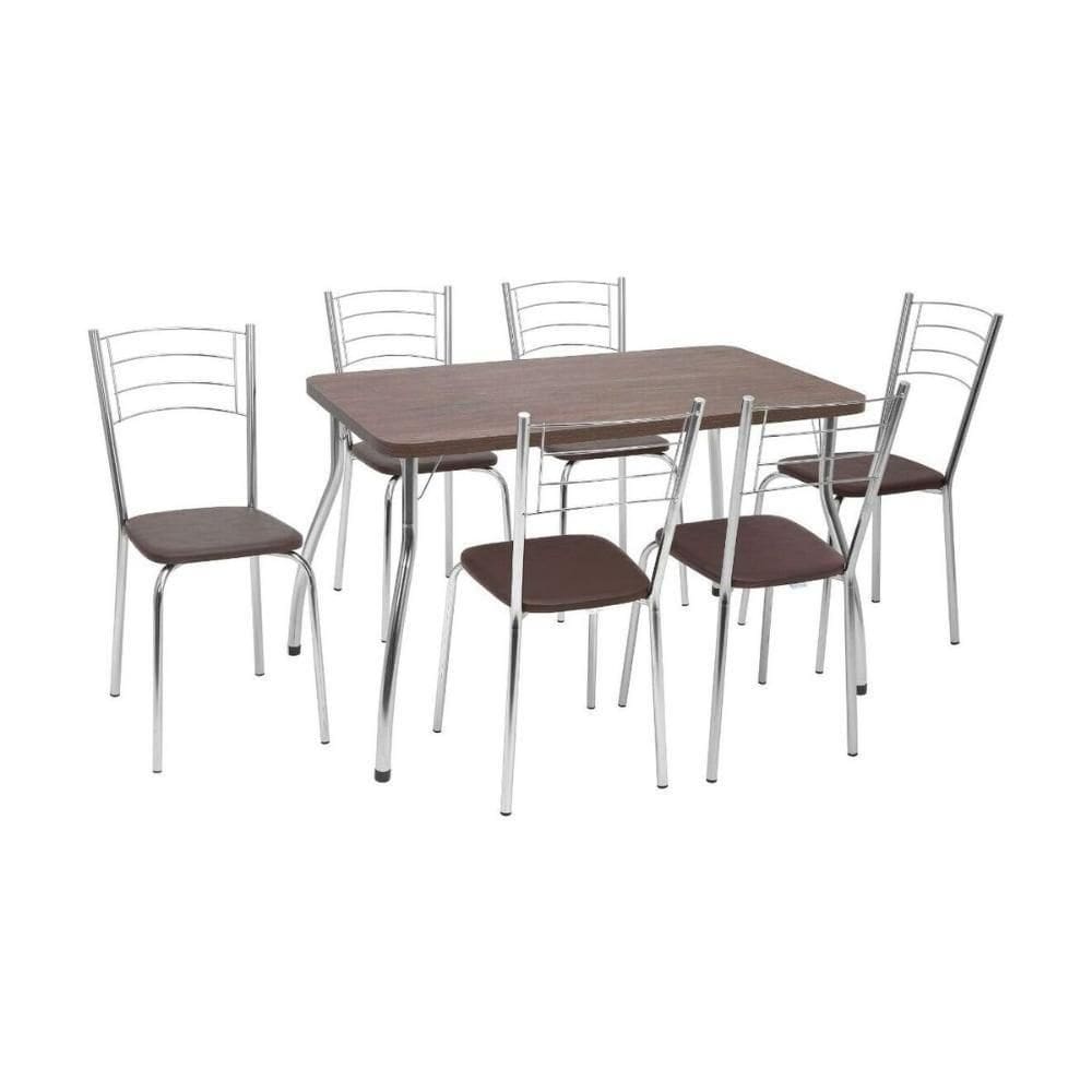 Conjunto Mesa De Jantar 115cm Com 6 Cadeiras Multimóveis Cr50143 Marrom