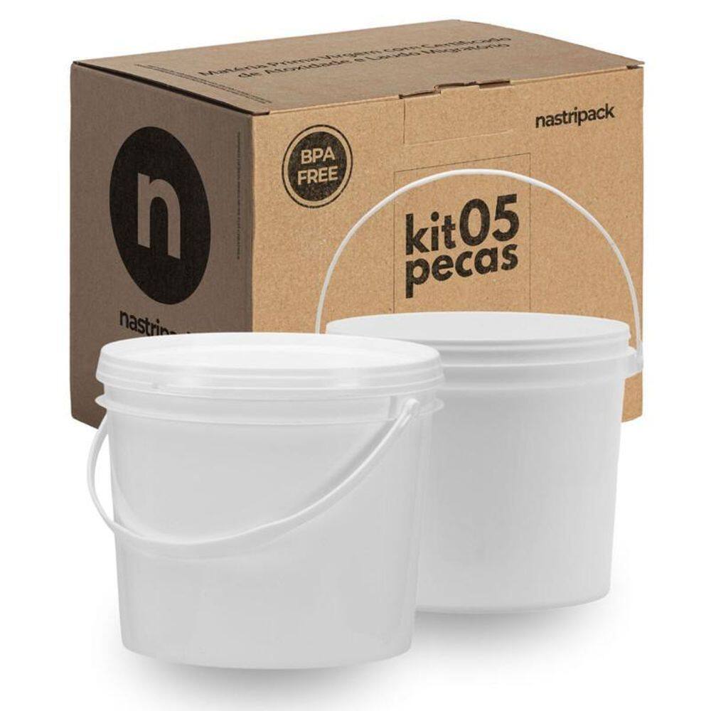 Balde 1.8L Branco 5 Pçs
