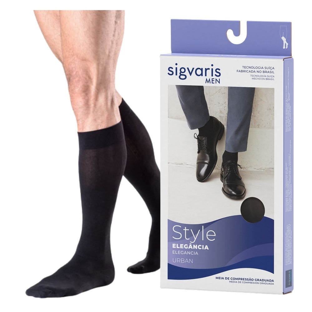 Meia compressiva 3/4 Panturrilha | Sigvaris Style Urban | 15-20 - Preta