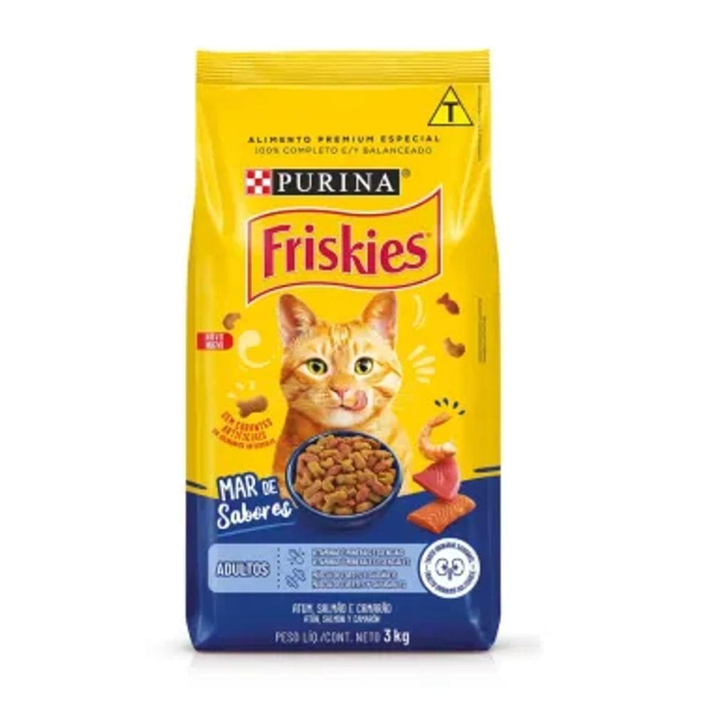 Ração para Gatos Friskies Adulto Sabor Peixe e Frutos do Mar com 3kg