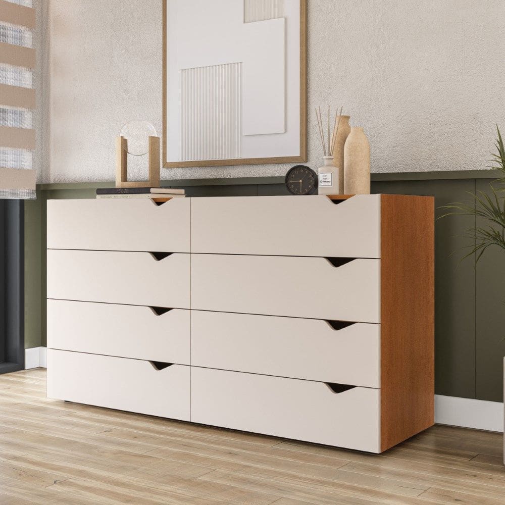 Cômoda 8 Gavetas Porto Freijó Creme Politorno Móveis
