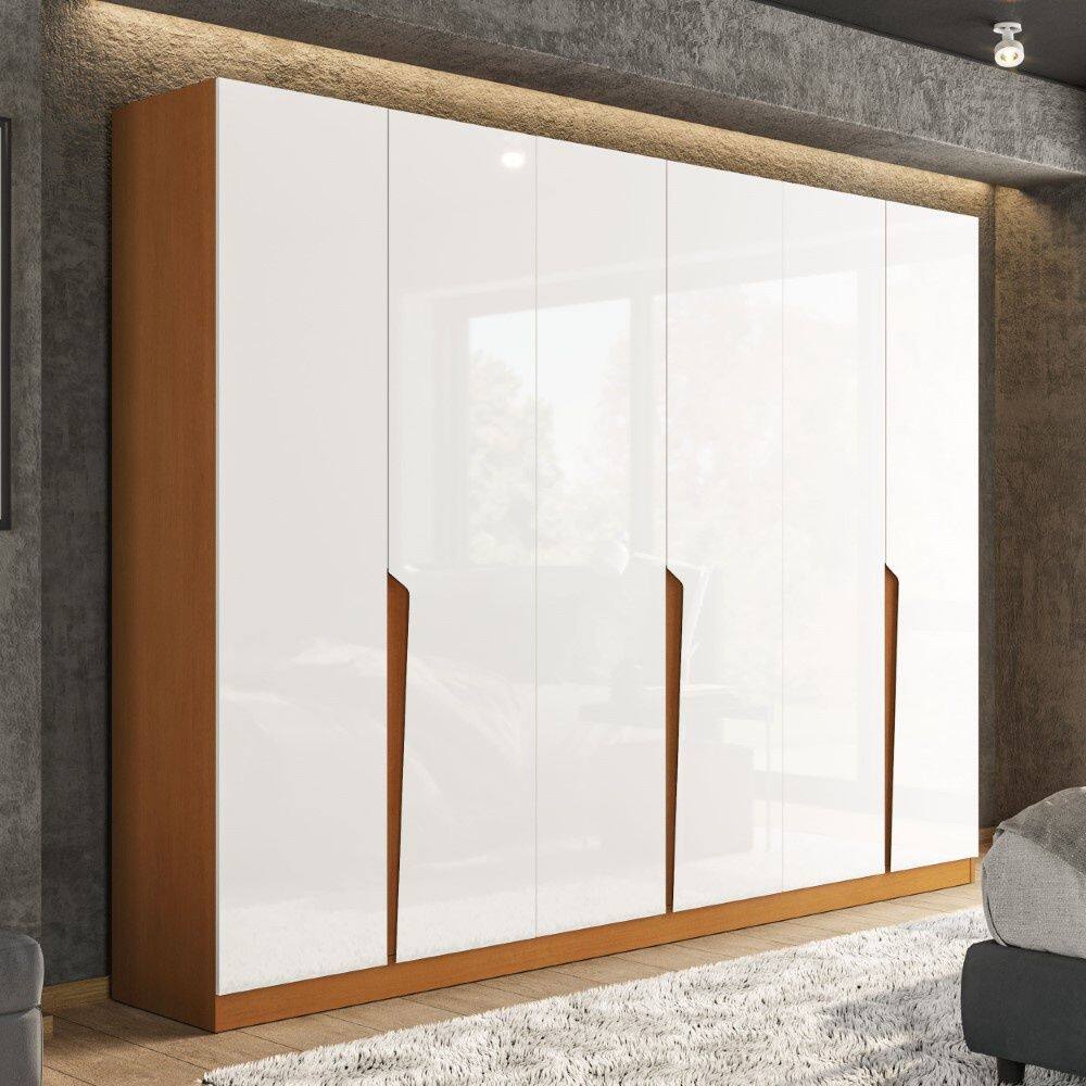Guarda Roupa Roupeiro 6 Portas 4 Gavetas Porto Freijó Branco Politorno Móveis